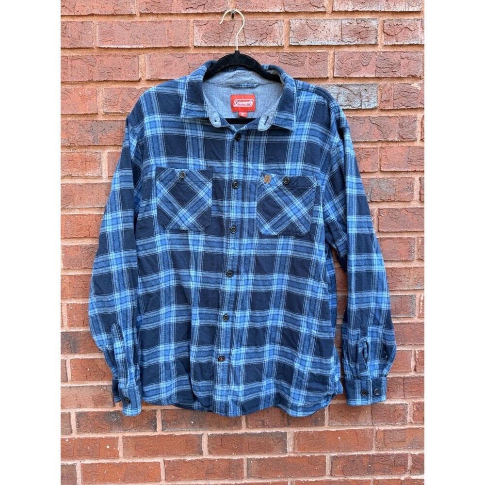 Coleman Men XL Plaid Flannel Shirt Button Down Outdoor Camping